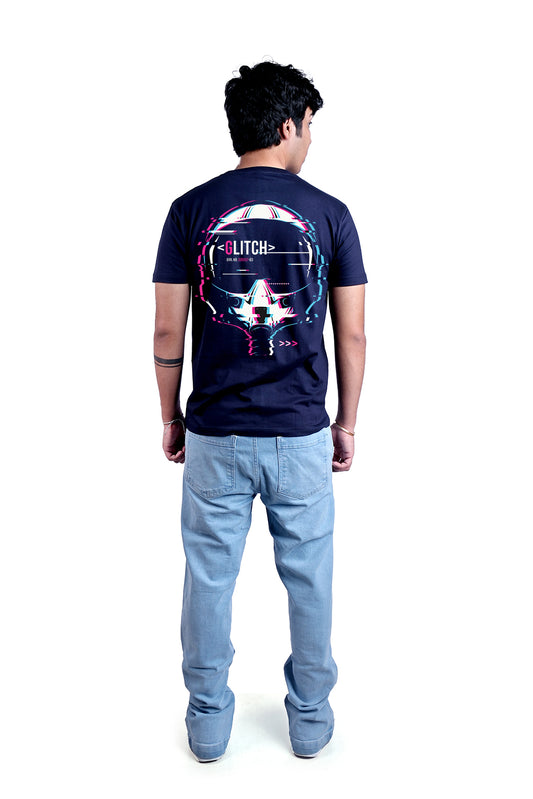 Glitch Round Neck Men (Navy Blue)