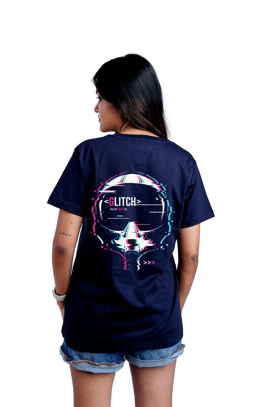 Glitch Round Neck Women (Navy Blue)