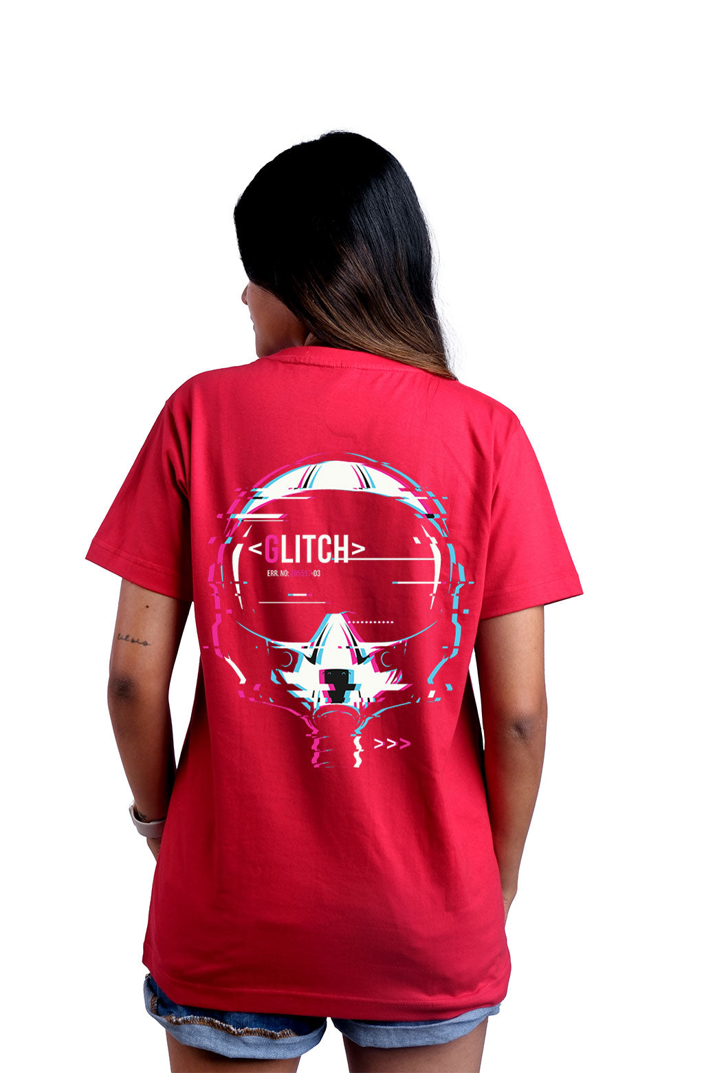 Glitch Round Neck Women (Red)