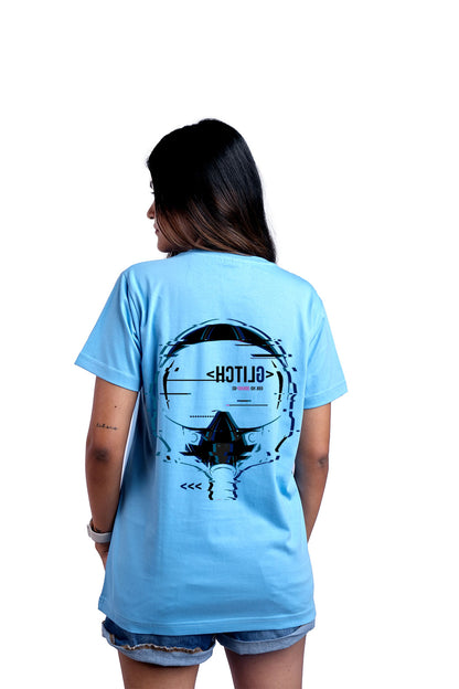 Glitch Round Neck Women (Sky Blue)