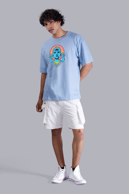 Psychedelic Skyblue Color Oversized T Shirt