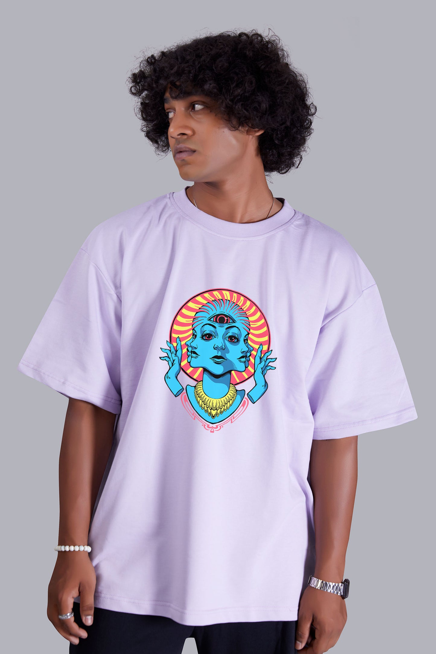 Psychedelic Lavender Color Oversized T Shirt