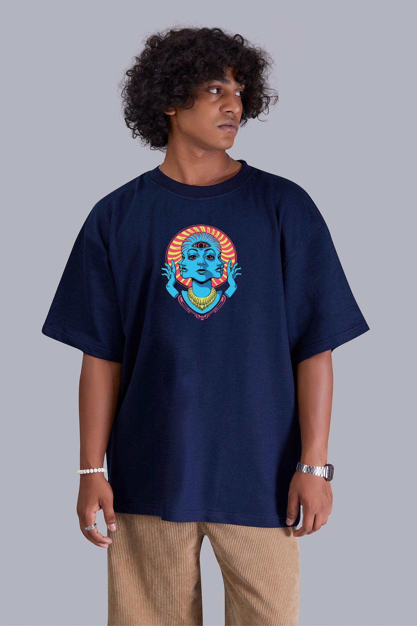 Psychedelic Navyblue Color Oversized T Shirt