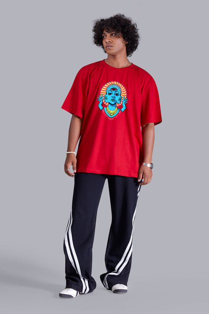 Psychedelic Red Color Oversized T Shirt