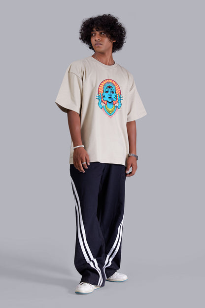 Psychedelic Sand Color Oversized T Shirt