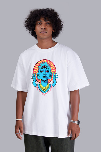 Psychedelic White Color Oversized T Shirt