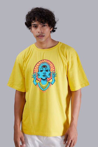 Psychedelic Yellow Color Oversized T Shirt