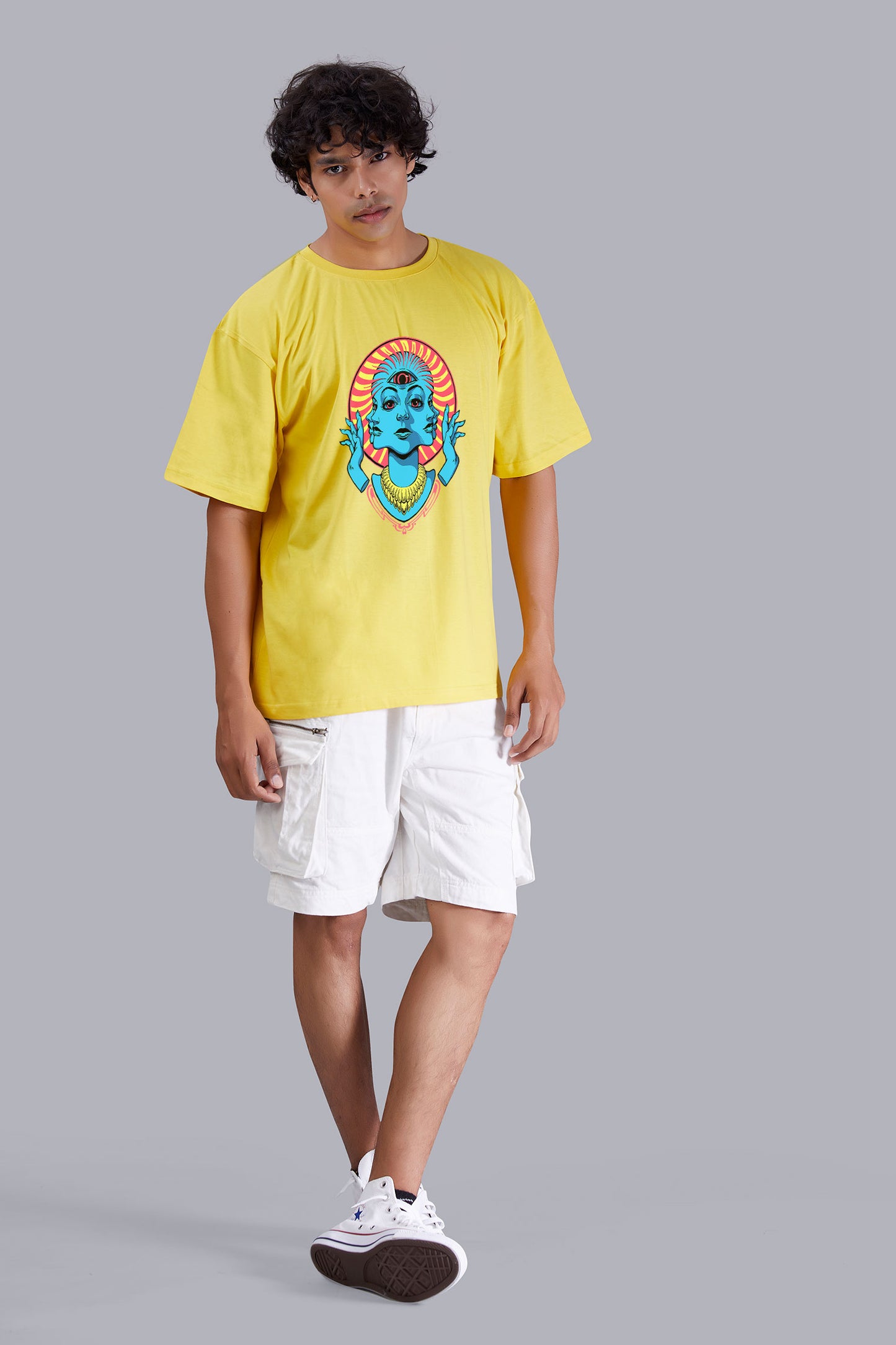 Psychedelic Yellow Color Oversized T Shirt