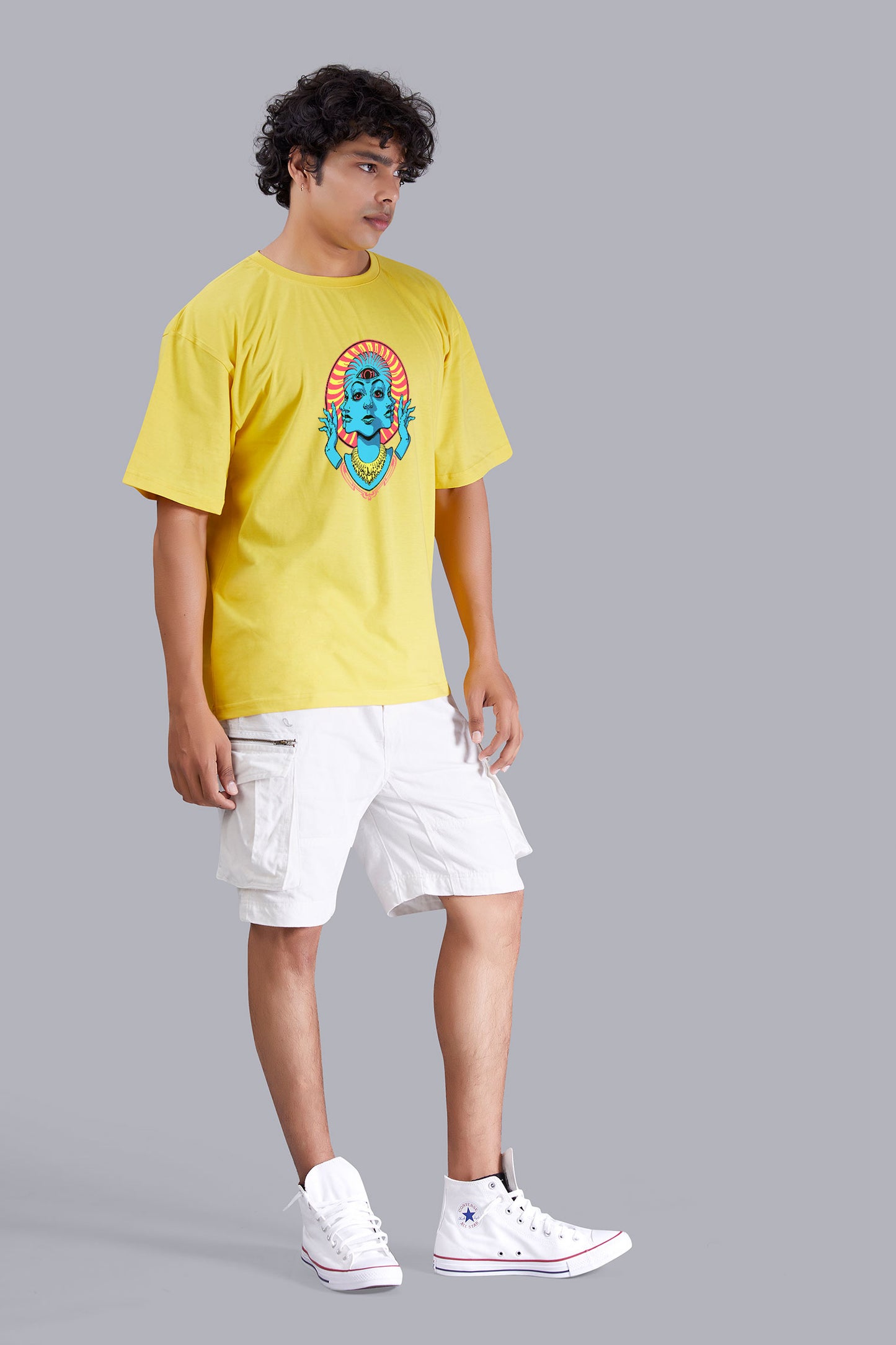 Psychedelic Yellow Color Oversized T Shirt