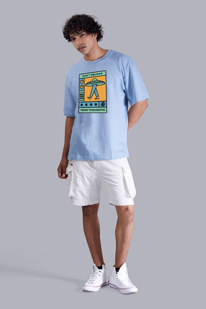 Ufo Skyblue Printed Oversize T Shirt For Men