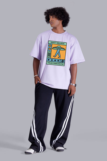 Ufo Lavender Printed Oversize T Shirt For Men