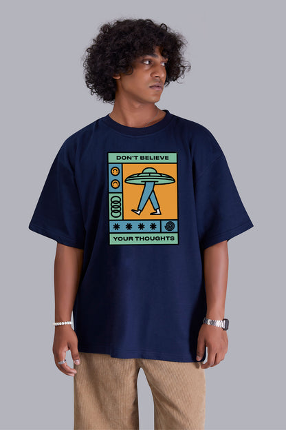 Ufo Navyblue Printed Oversize T Shirt For Men