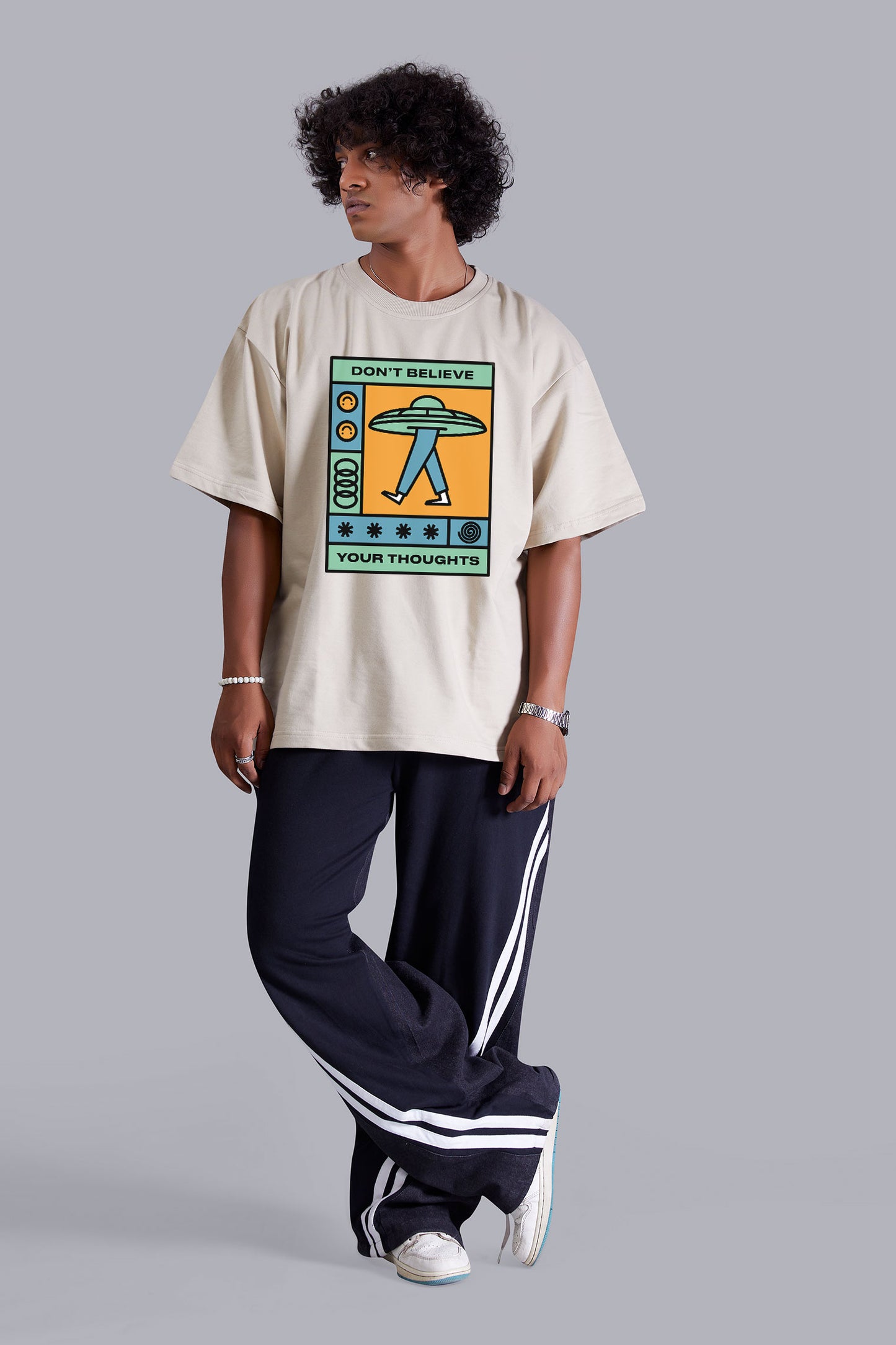 Ufo Sand Printed Oversize T Shirt For Men