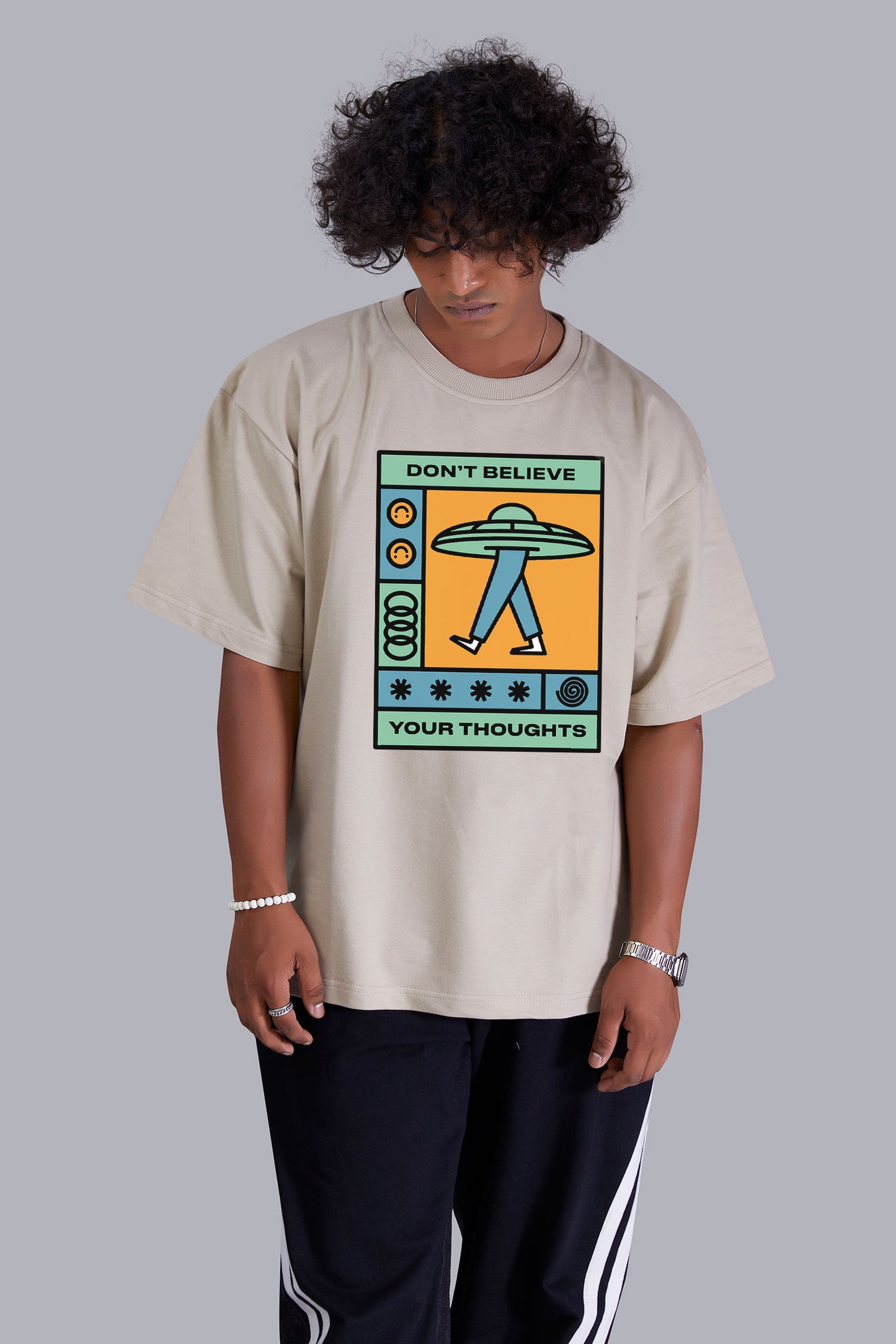 Ufo Sand Printed Oversize T Shirt For Men