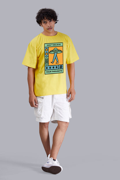 Ufo Yellow Printed Oversize T Shirt For Men