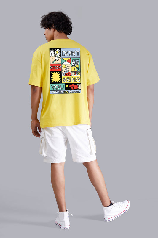 Creative Yellow Oversize T-shirt For Men