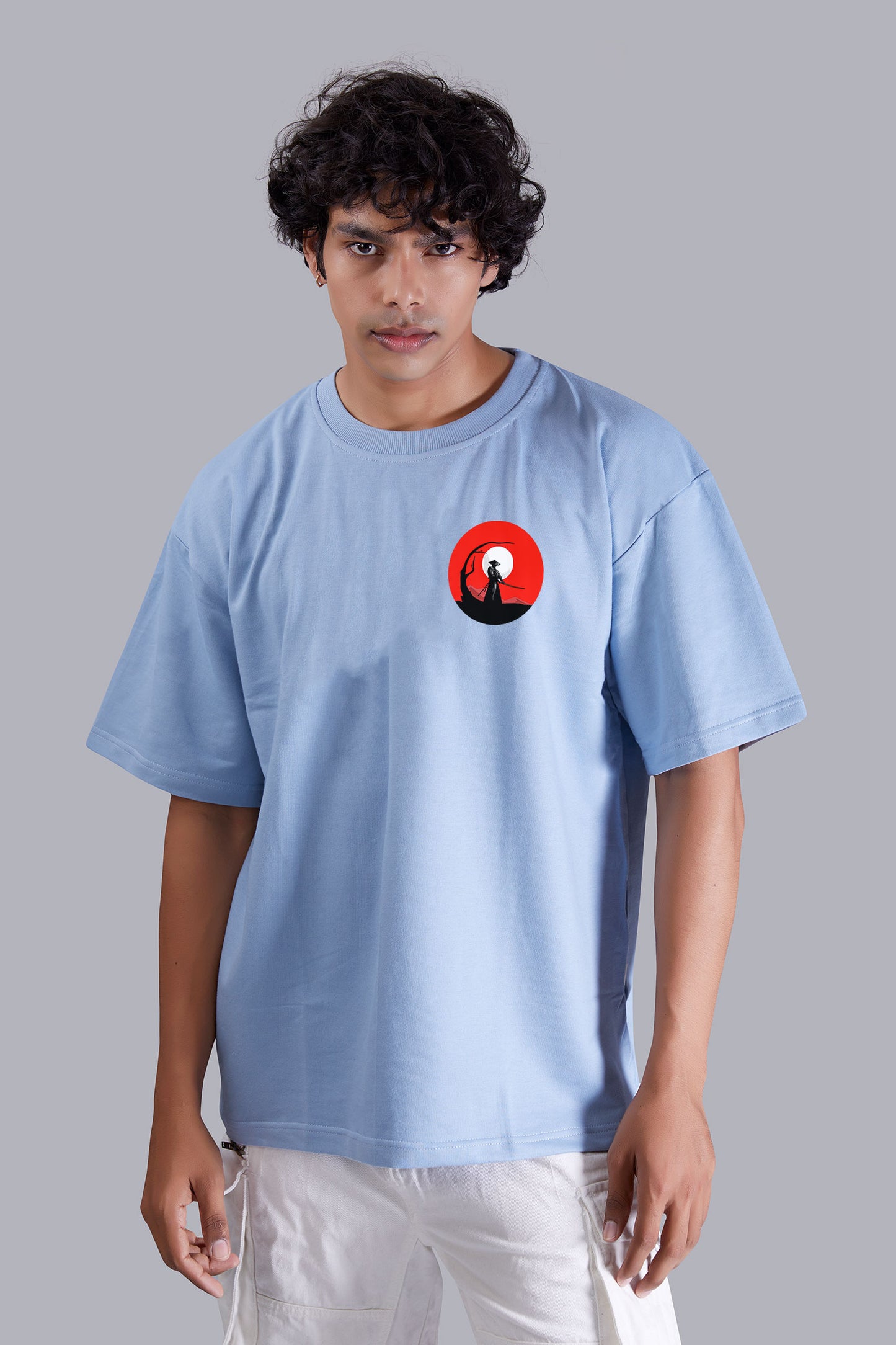 Skyblue Dawn Printed Oversized Tshirt For Men