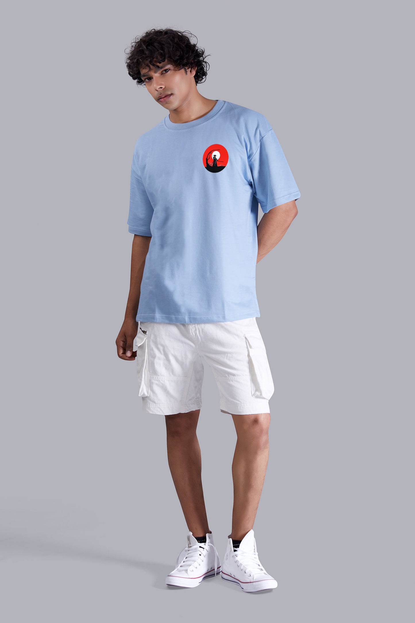 Skyblue Dawn Printed Oversized Tshirt For Men