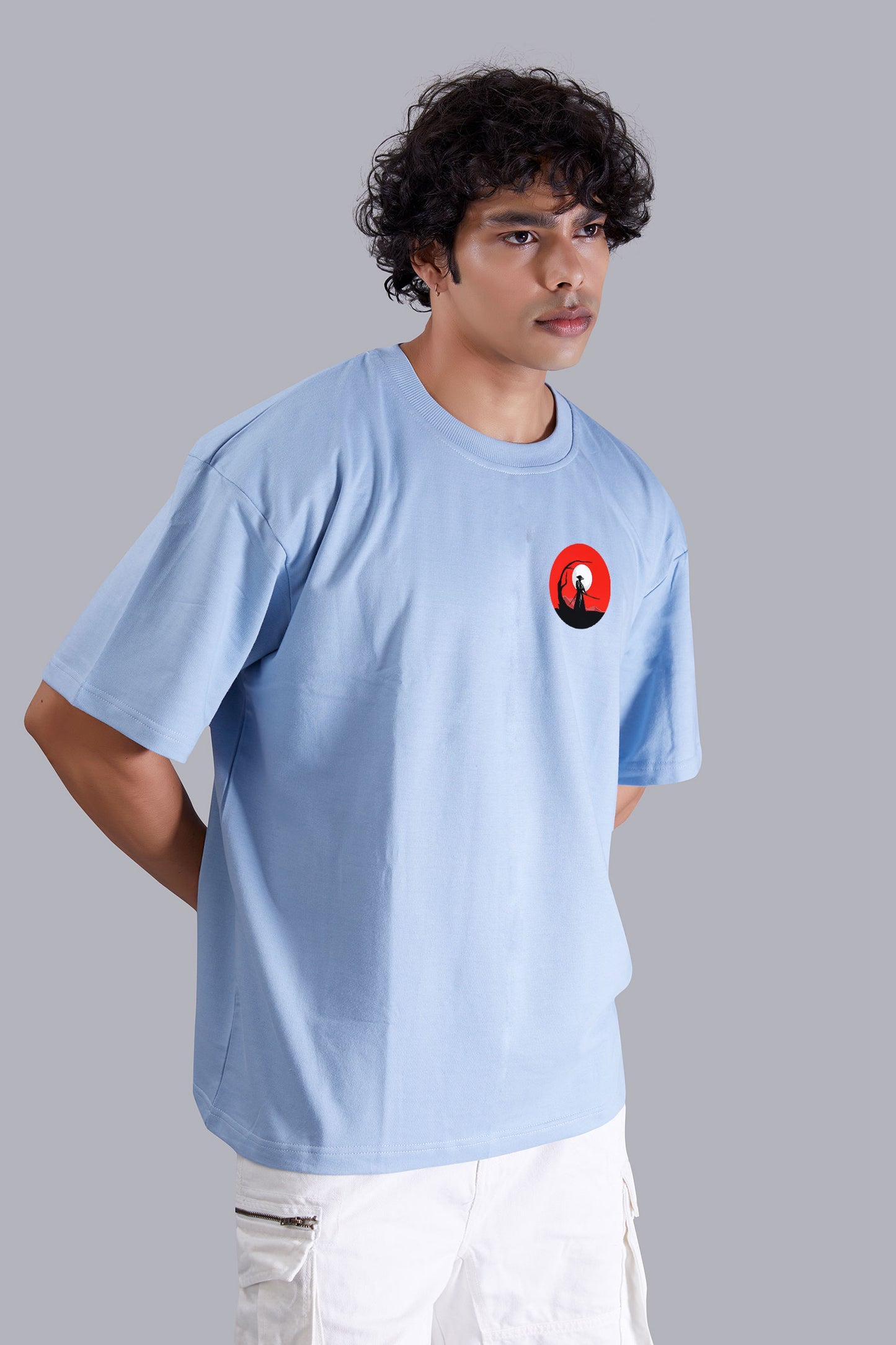 Skyblue Dawn Printed Oversized Tshirt For Men