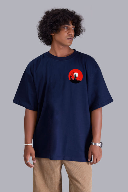 Navyblue Dawn Printed Oversized Tshirt For Men