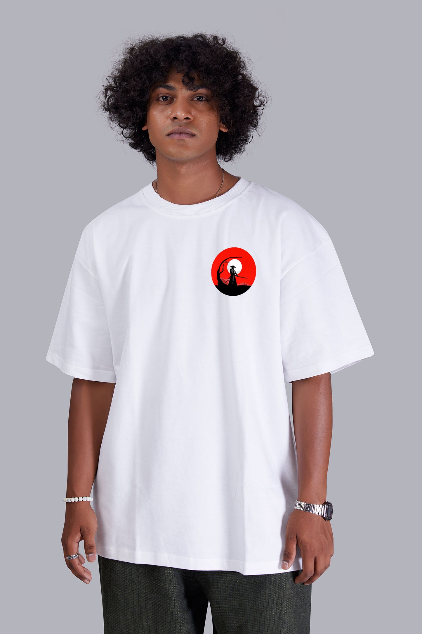 White Dawn Printed Oversized Tshirt For Men