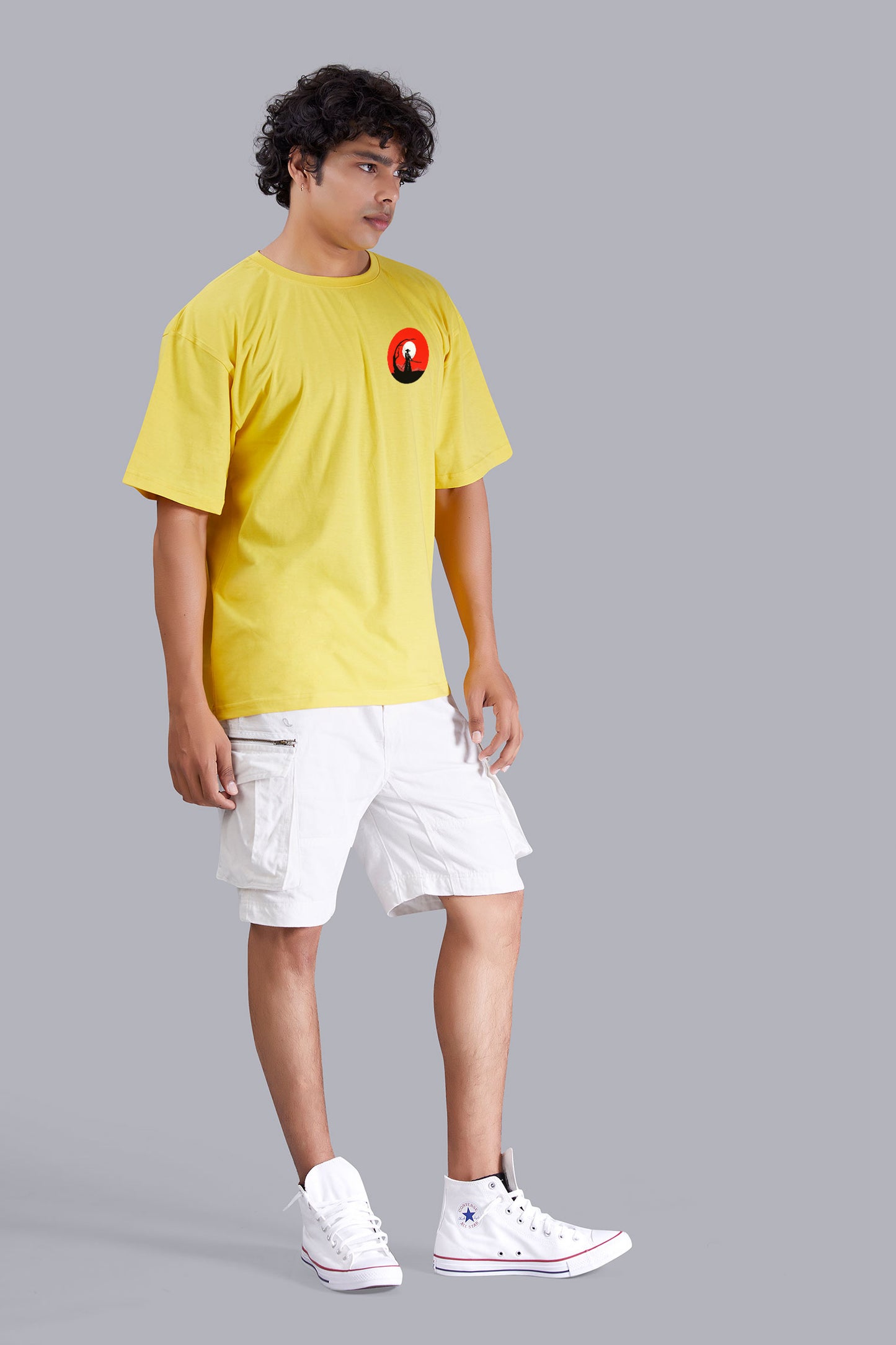 Yellow Dawn Printed Oversized Tshirt For Men