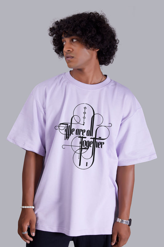 Lavender Printed Oversized Tshirt For Men