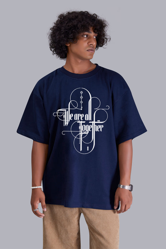 Navyblue Printed Oversized Tshirt For Men