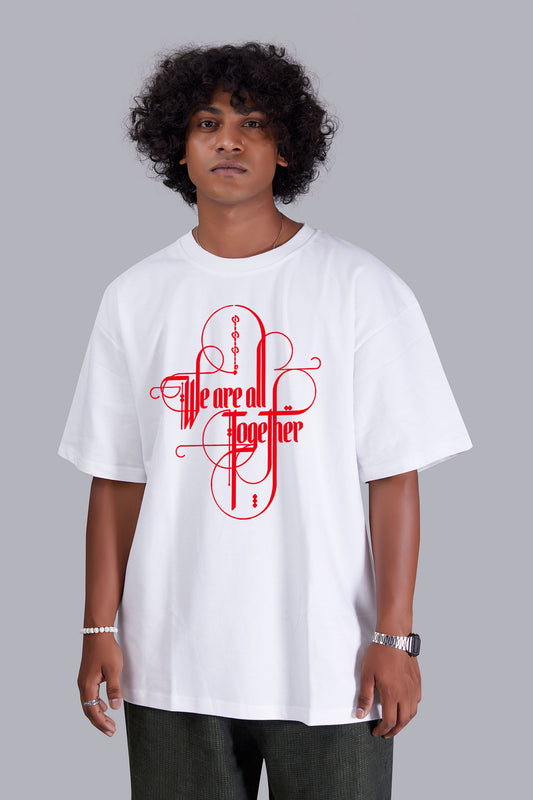 White Printed Oversized Tshirt For Men