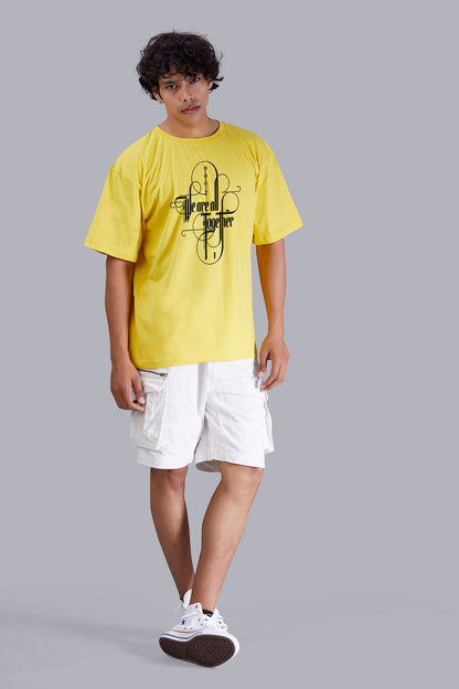 Yellow Printed Oversized Tshirt For Men