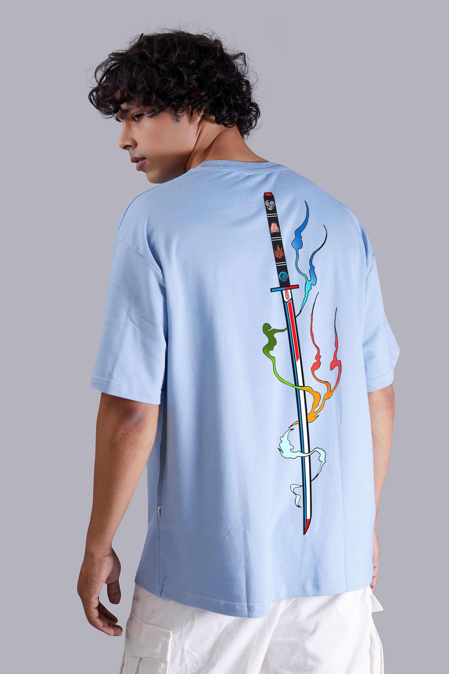 Spiritual Symbolism Skyblue Oversized Men's Tshirt