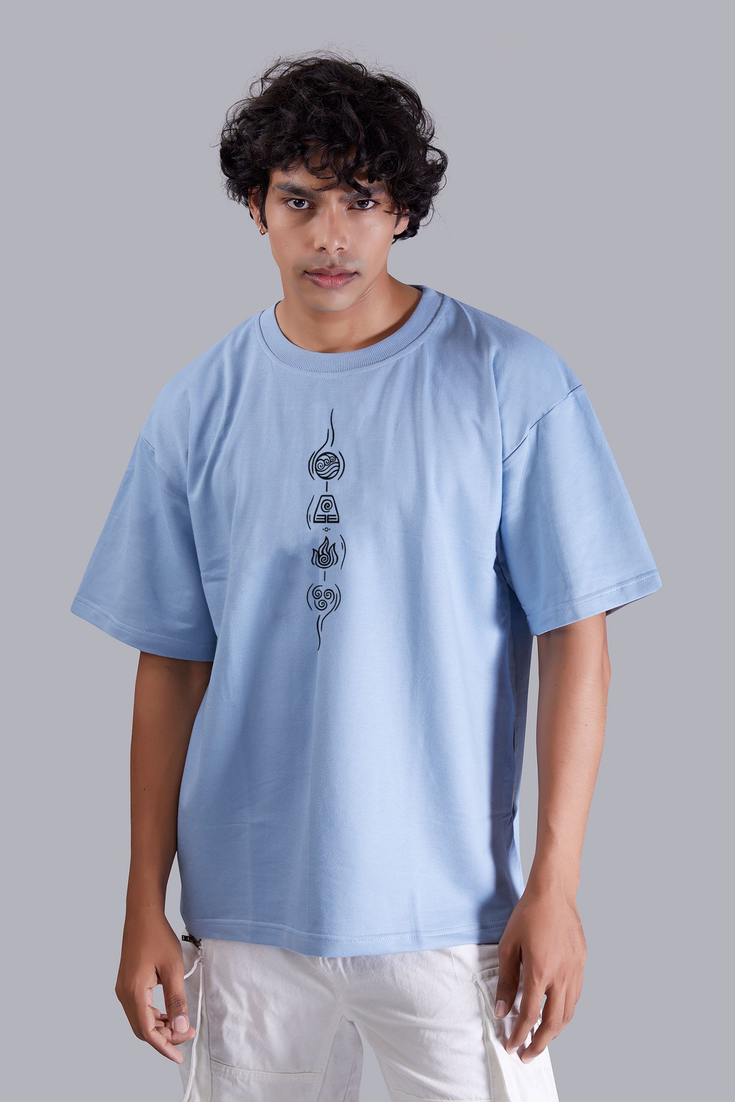 Spiritual Symbolism Skyblue Oversized Men's Tshirt