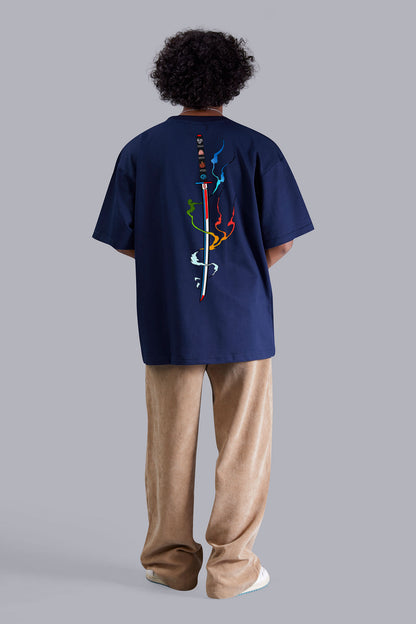 Spiritual Symbolism Navyblue Oversized Men's Tshirt