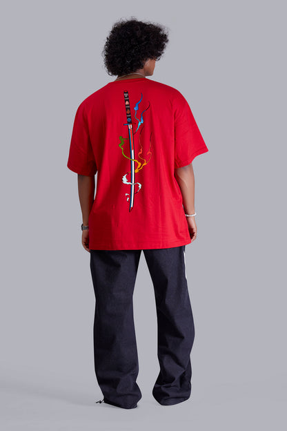 Spiritual Symbolism Red Oversized Men's Tshirt