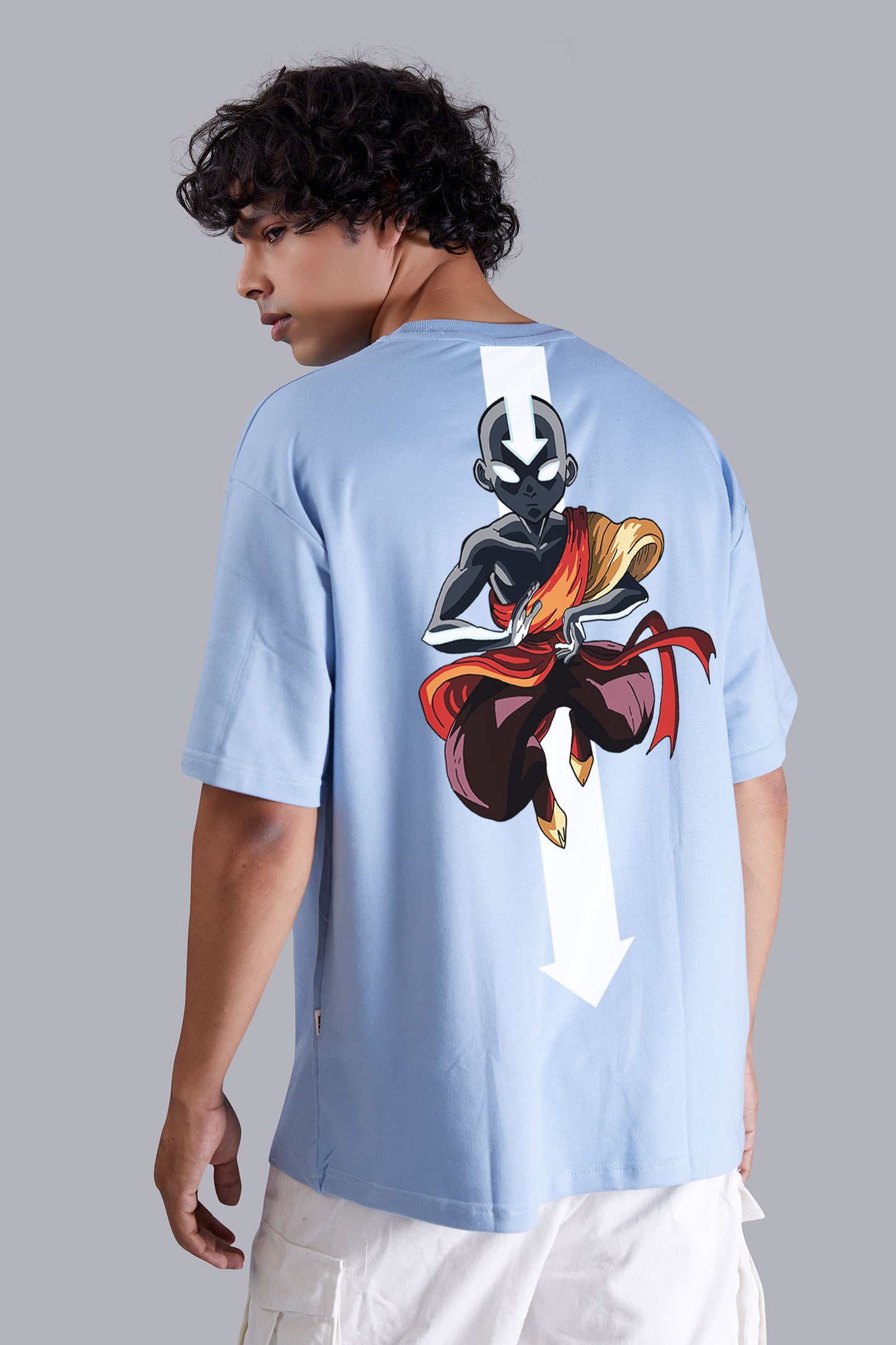 Anime Printed Oversized Skyblue T shirt for Men