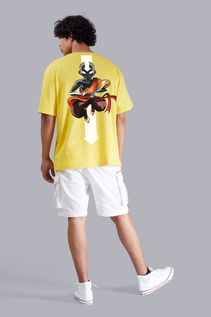 Anime Printed Oversized Yellow T shirt for Men