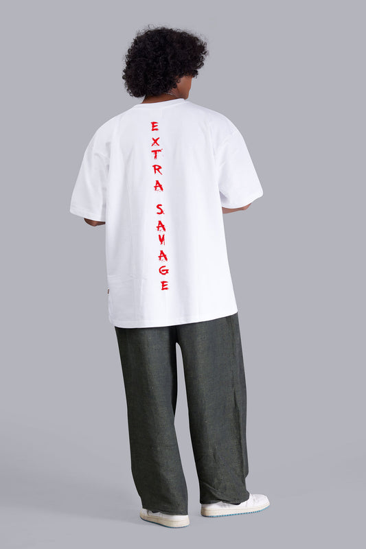 White Extra Savage Oversized Tshirt for Men