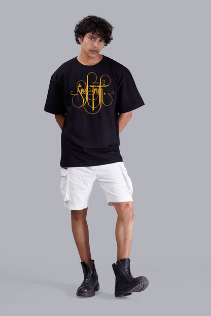 Stef Black printed oversized T -Shirt