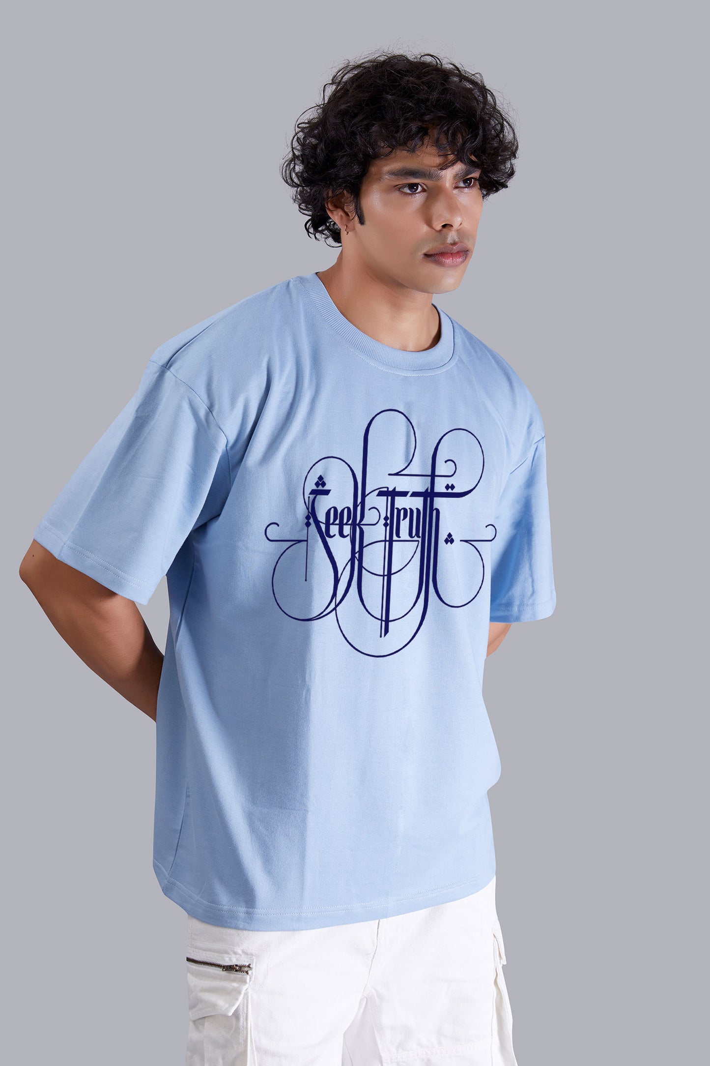 Stef Skyblue printed oversized T -Shirt