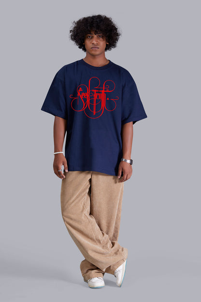 Stef Navyblue printed oversized T -Shirt