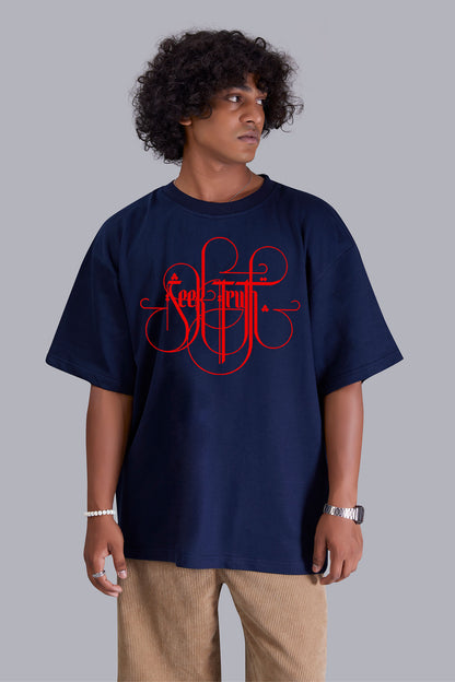 Stef Navyblue printed oversized T -Shirt