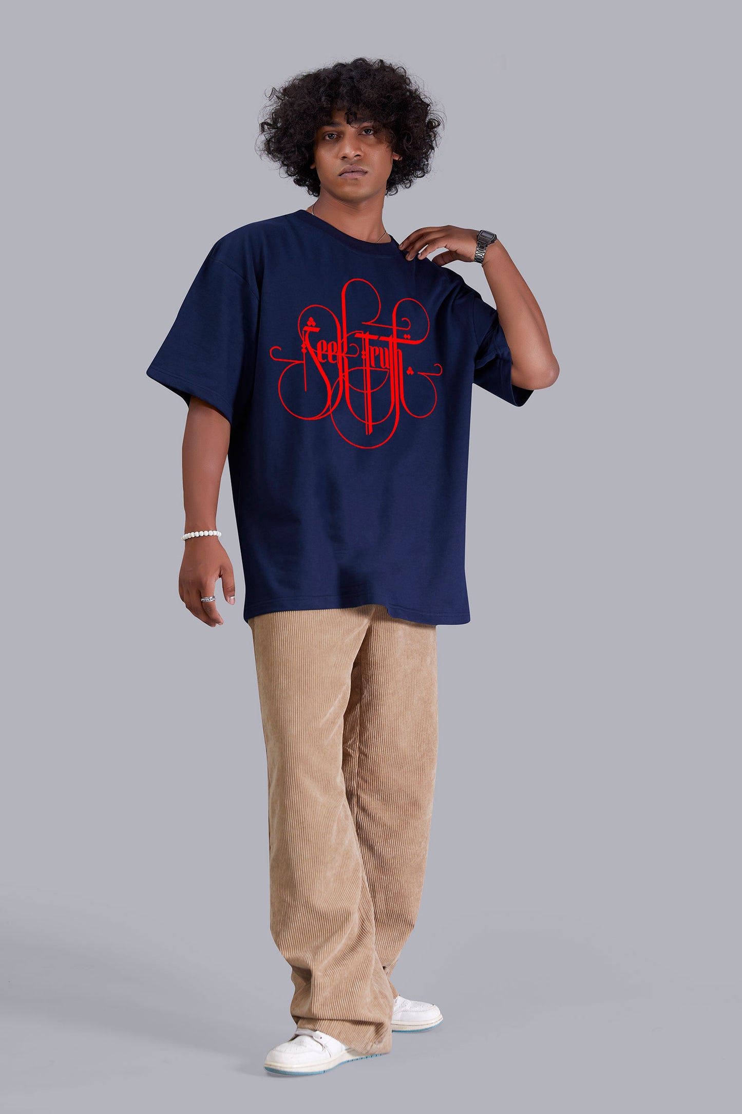 Stef Navyblue printed oversized T -Shirt