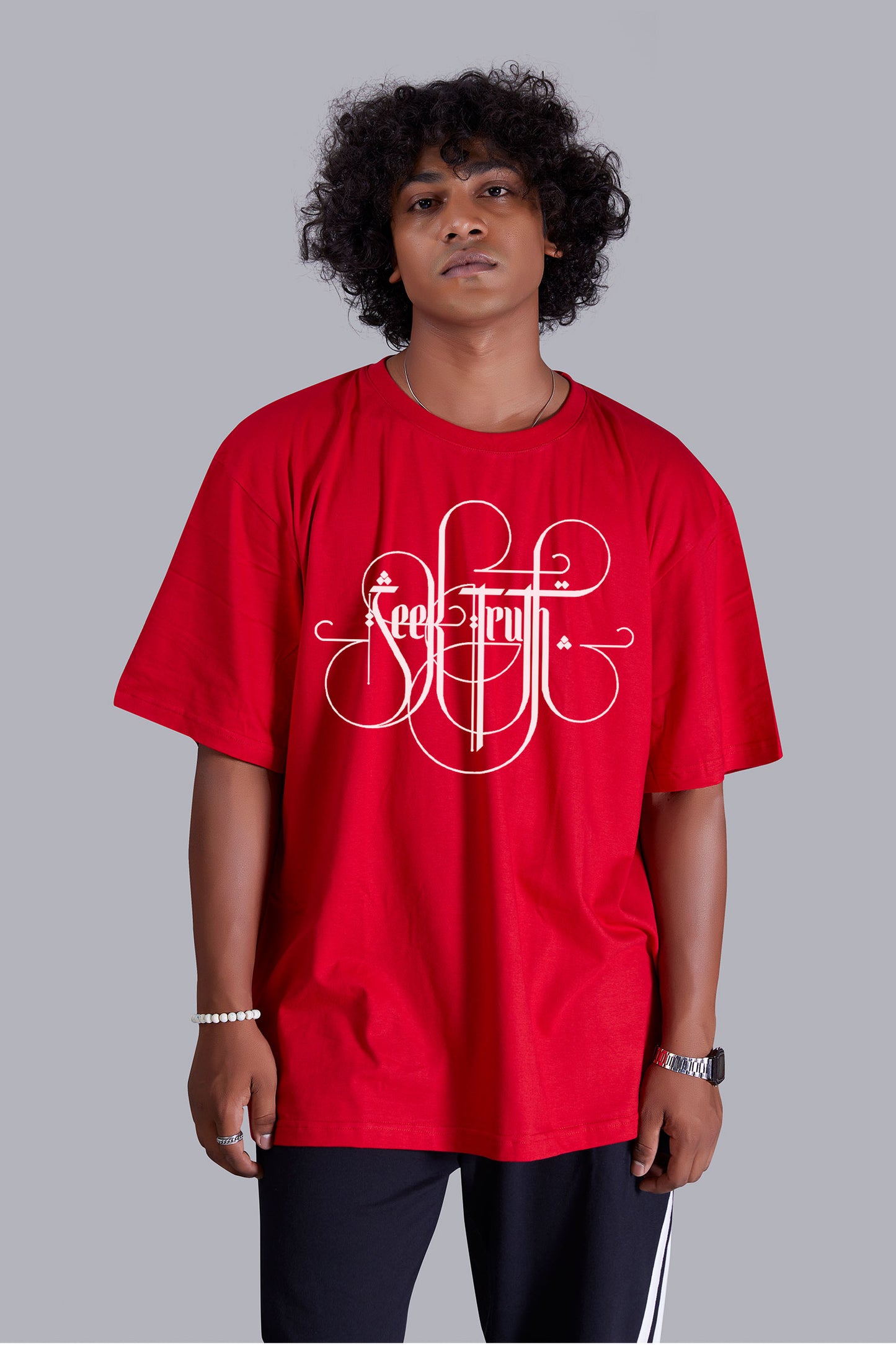 Stef Red printed oversized T -Shirt