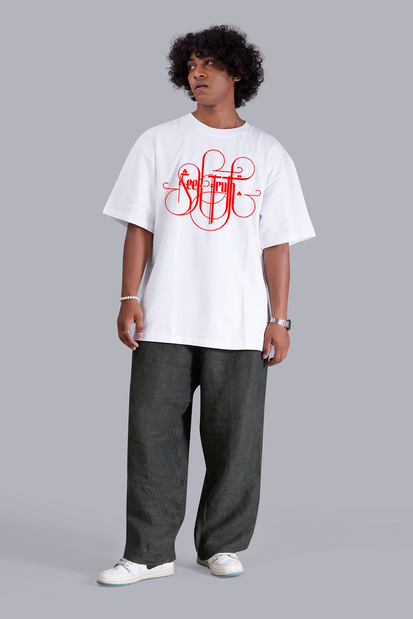 Stef White printed oversized T -Shirt