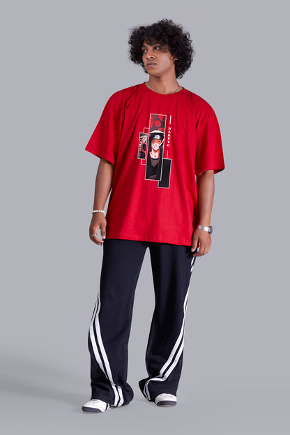 Red Dude's Portrait printed oversized T -Shirt