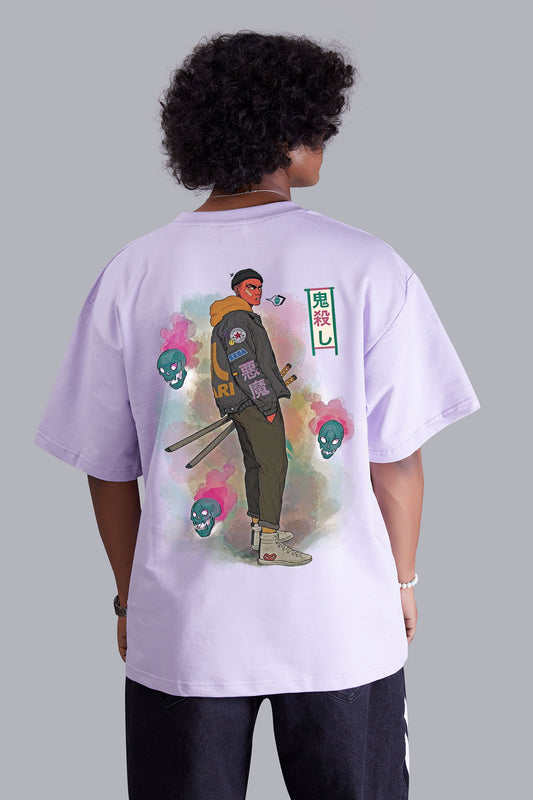 Lavender Warrior Print Men oversized T -Shirt