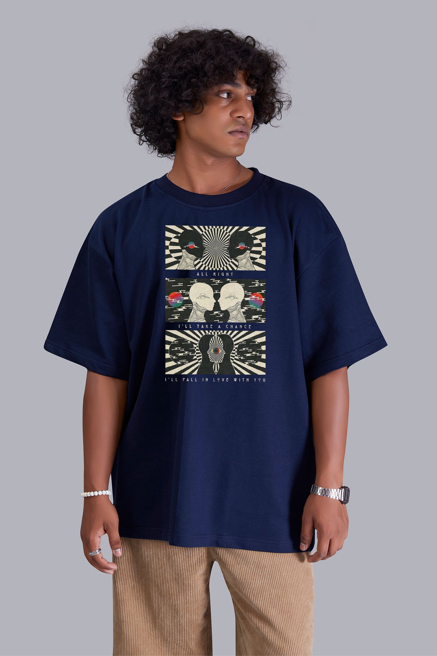 Monochrome Chic oversized T -Shirt (Navyblue)