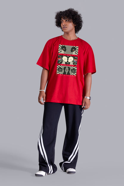 Monochrome Chic oversized T -Shirt (Red)