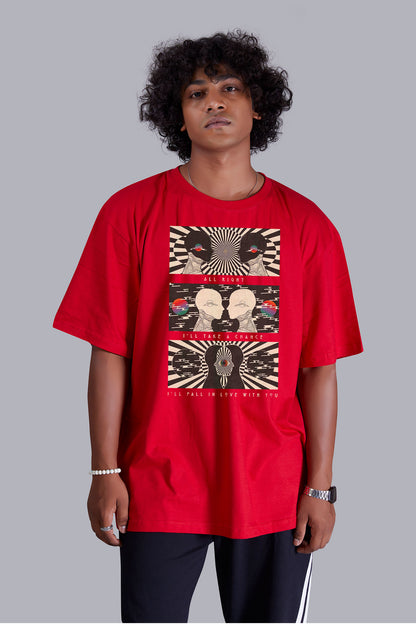 Monochrome Chic oversized T -Shirt (Red)