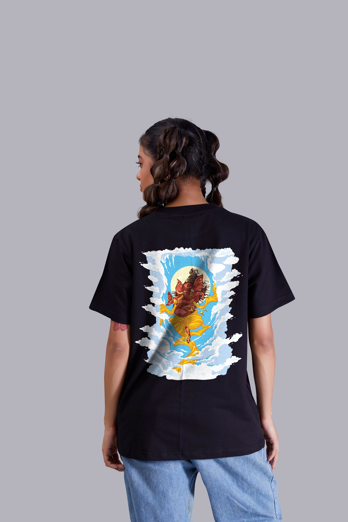 Ganpati Reverence Back Print Round Women T-Shirt